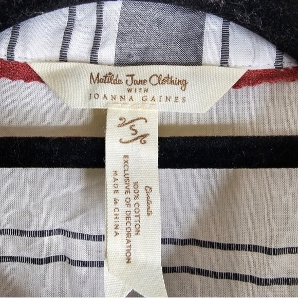 Matilda Jane & Joanna Gaines Womens Button Down Shirt Striped Gray Size Small - Picture 4 of 6